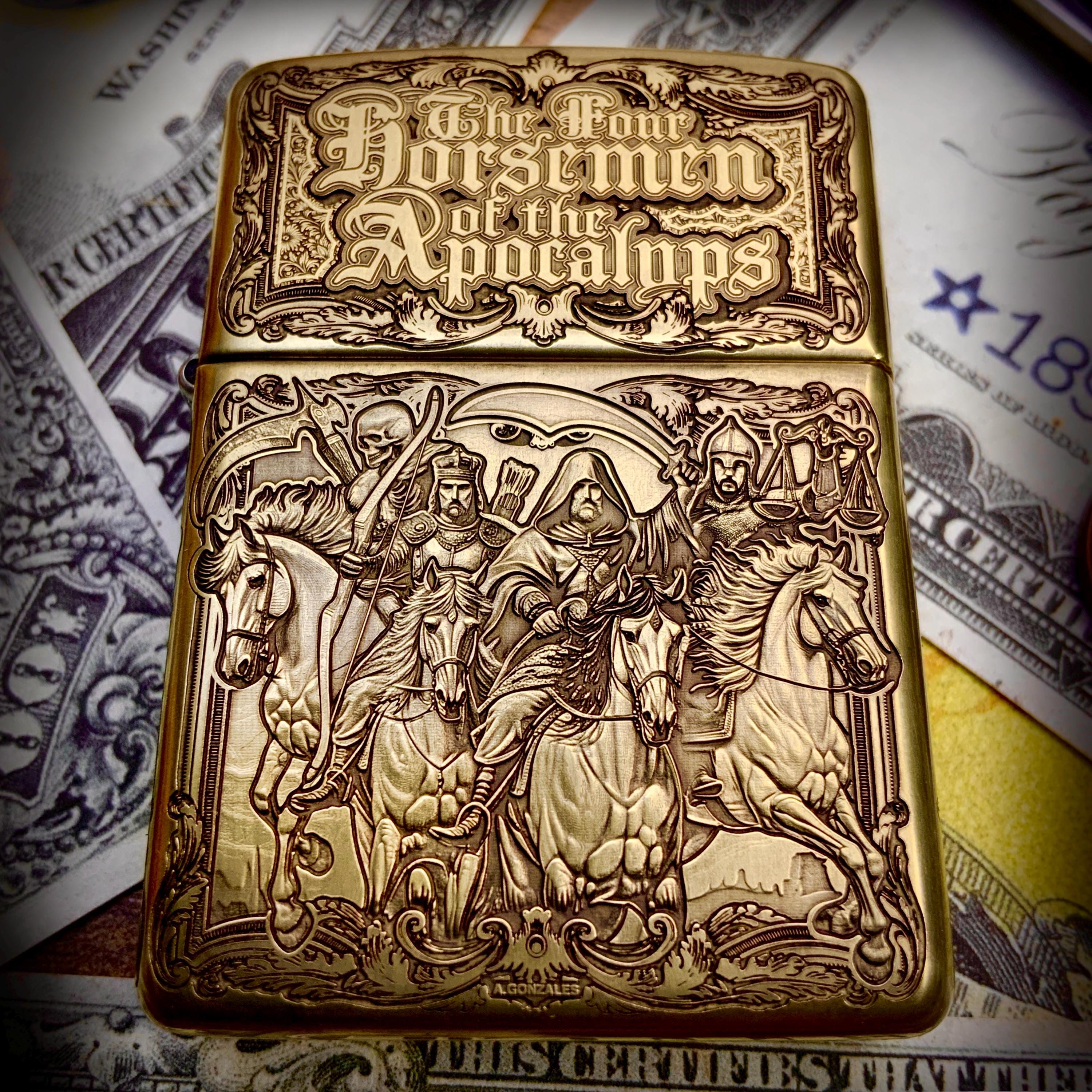 Zippo “four Horsemen of the Apocalypse” Themed 5-sided Brass Armor