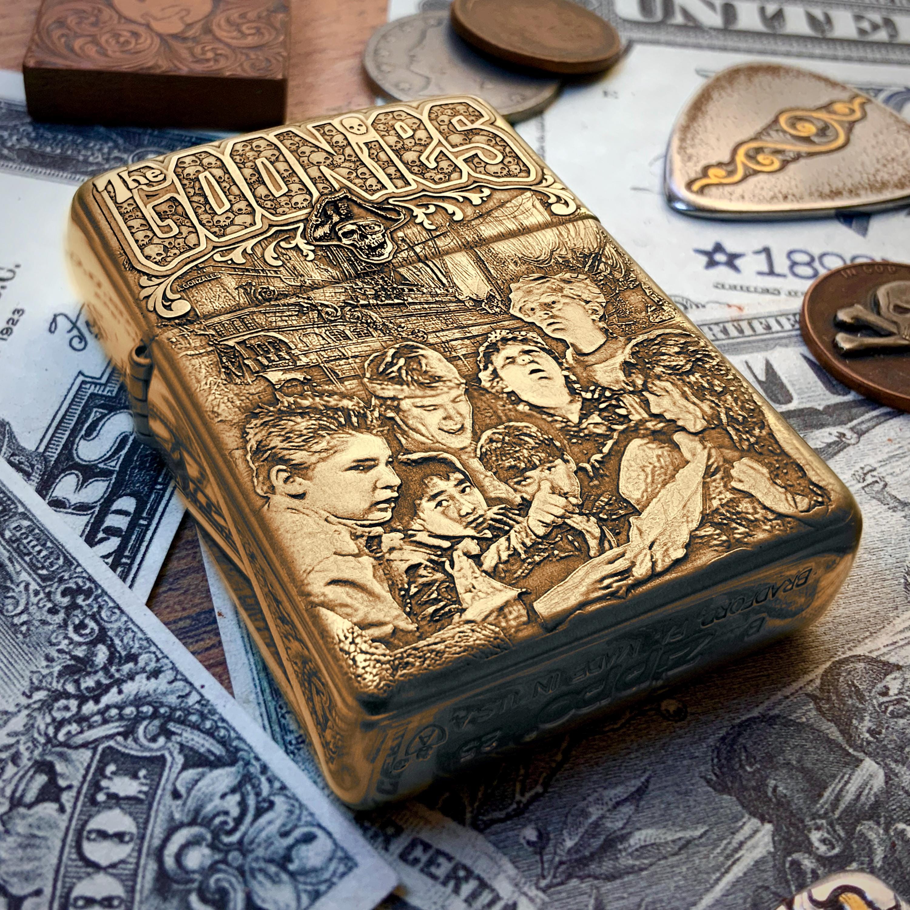 Zippo “goonies” Movie (1985) Themed Engraved Armor Brass Cigar