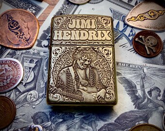 Zippo Jimi Hendrix Themed Engraved Brass Armor Cigarette Cigar