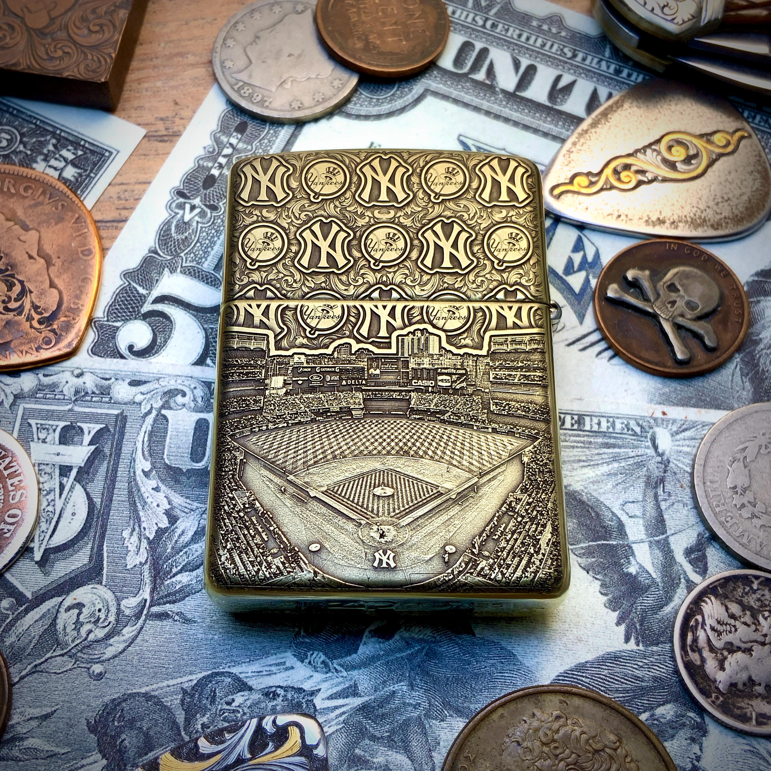 Zippo “new York Yankees” Baseball Themed Engraved Brass Armor