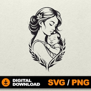 Mom and Child svg | Mom and Baby | Mother hugging baby | Mom holding baby | Family clipart | File for cnc silhouette cricut glowforge laser