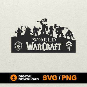 World of Warcraft SVG, WoW SVG, World of Warcraft Clipart, WoW PNG, File for cnc laser cut silhouette cricut glowforge png drf eps cdr dxf