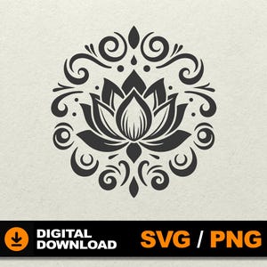 Lotus flower svg, Lotus SVG, Lotus clipart, Lotus Sublimation, Meditation Svg File for cnc laser cut silhouette cricut glowforge png eps cdr