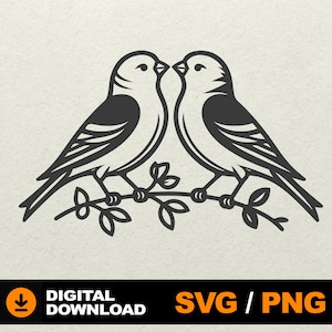 Birds svg, Birds on branch, Lovebirds svg, Wedding Birds SVG, Birds Clipart, File for cnc laser cut silhouette cricut glowforge png eps cdr