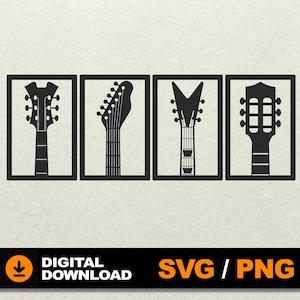 Guitar SVG, Acoustic Guitar, Guitar Cliparts, Electro Bass Guitar Classic Guitar, File for cnc laser cut silhouette cricut glowforge png cdr