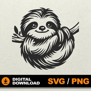 Sloth SVG, Sloth sublimation, Sloth Clipart, Lazy Sloth SVG, Cute Sloth Art Print, File for cnc, laser cut, silhouette cricut glowforge cdr