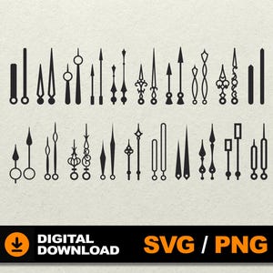 Clock Hands SVG, Bundle Clock Hands, Clock Hands Vector, Clock arrows svg, File for laser cut Cricut Silhouette Laser Metal Wood Cut Engrave