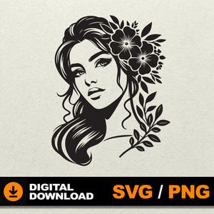 Woman Face SVG, Lady face SVG, Female silhouette, Girl Silhouette, Woman clipart, File for laser cut cnc silhouette cricut glowforge cdr