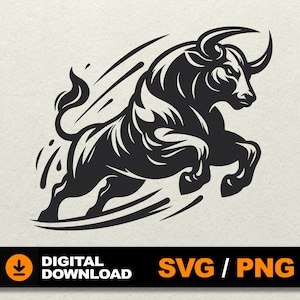 Bull SVG, Bull Clipart,  Charging bull, Angry Bull Svg, Powerful Bull svg, bull silhouette File for laser cut, cricut, silhouette, glowforge