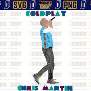 Chris Martin SVG - Coldplay PNG / Descarga instantánea para Cricut - Diseño para prensa térmica, A Head Full of Dreams Tour, Fix You, Gráfico vectorial.
