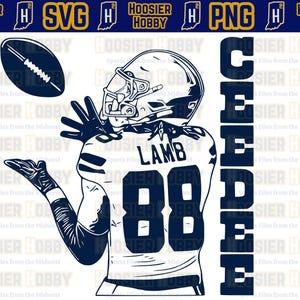 CeeDee Lamb PNG: logo-ontwerp | Direct downloaden voor Cricut - Dallas Cowboys Football SVG, NFL Wide Receiver, Dak Prescott, vectorafbeelding.