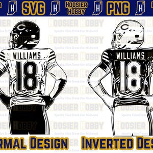 Caleb Williams PNG | Download instantâneo para Cricut - Chicago Bears Football SVG, escolha nº 1 do draft, Bear Down, design de quarterback, vetor empilhado.
