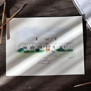 Aangepaste aquarel portretten trouwlocatie - handgeschilderde aandenkenkunst