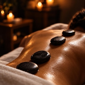Wellness-set för två: 4 varma basaltstenar för sensuell partnermassage och romantisk avkoppling