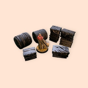 Hay Stacks Bundle 8x | Farm Scatters | TTRPG | Tabletop Terrain | DND | RPG Mini | 28/32mm | Tabletop Gaming | Safehold Miniatures