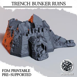 Destroyed Large Trench Bunker | Trench Crusade | Grimdark Wargaming Scenery | New Antioch | Tabletop Terrain | 28/32mm | Diceverse