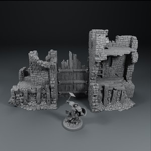 Ruined Castle Gate House | Fantasy Miniatures Tabletop Gaming Terrain Fortifications | 1490 Doom | DND | RPG | 28/32mm | StoneAxeMiniatures