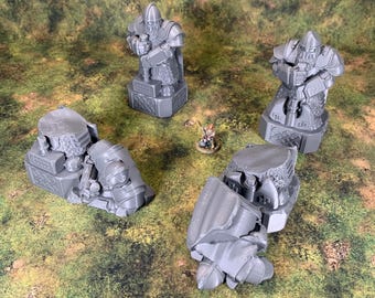 Tabletop Terrain - Dwarven Statues Bundle | Throneroom | ruins | Dwarf Terrain | 28mm | Wargaming | Fabrikator&#39;s Lair | Karak Azgara