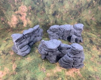 Tabletop Terrain - Large Rock Set | Giant Rock Walls | Mountain | Cliff | Bundle | 32mm | 28mm| Wargaming | RPG | Grassland | Desert | 5e