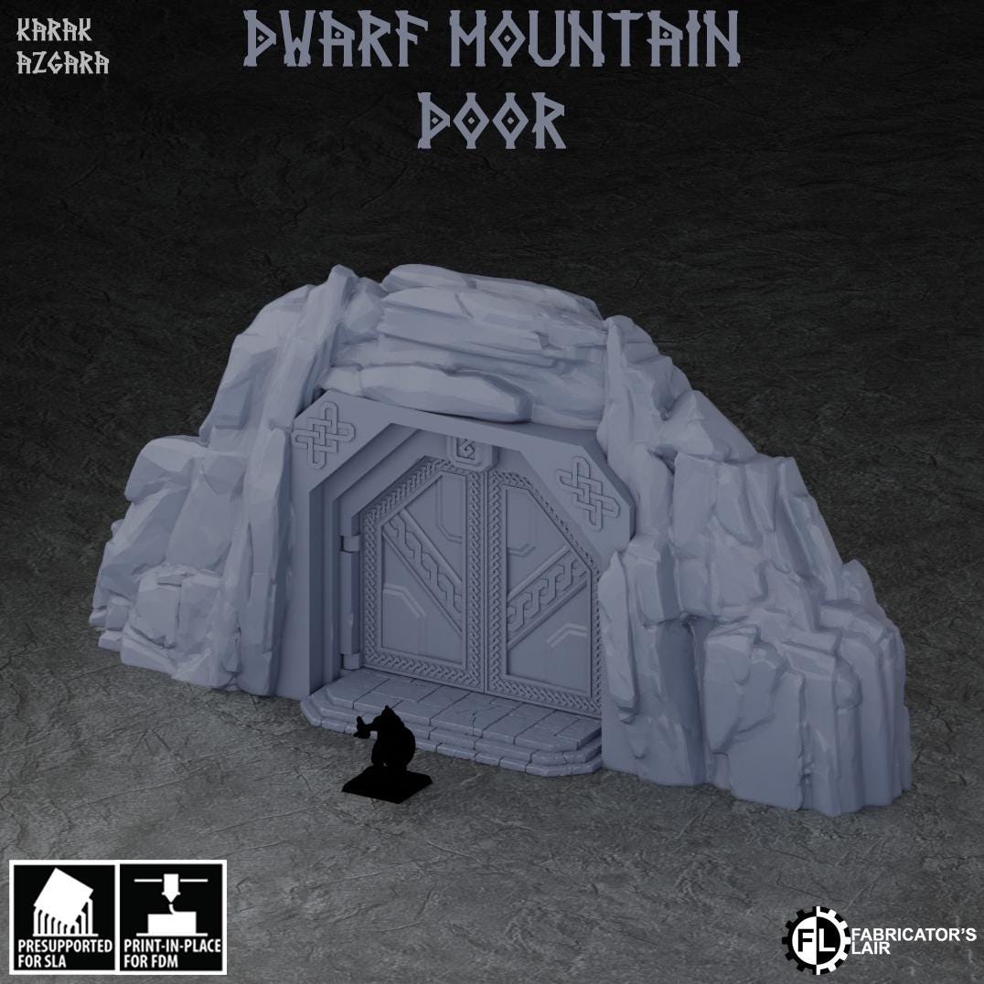 Tabletop Terrain - Giant Dwarven Mountian Gate | Throne Room Door | Dwarf Terrain | 28mm | Wargaming | Fabrikator's Lair | Karak Azgara