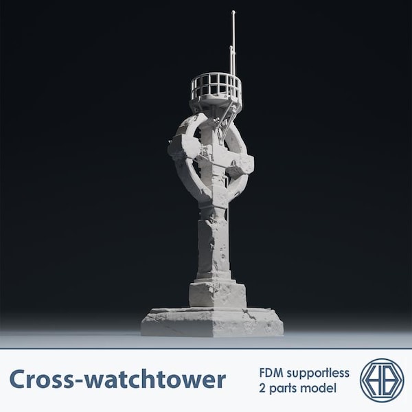 Trench Cross Lookout Tower | Line of Sight Building | WW1 Fantasy Grimdark Wargaming Terrain | Tabletop Scenery | 28/32mm | HexBrick