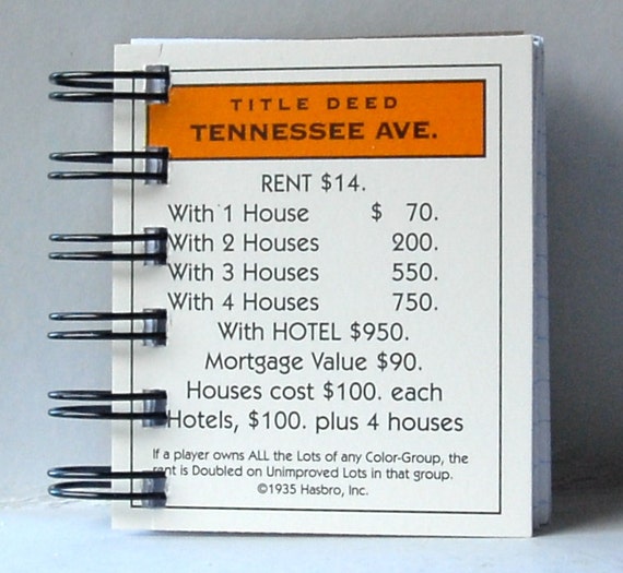 Monopoly Board and Money Note Pad Memo Holder