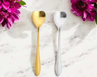 Heart Teaspoon: Pretty Tea Spoon in Gold or Silver (5in)