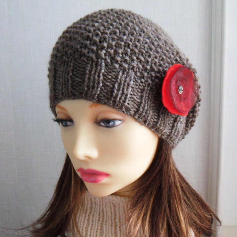 KNITTING PATTERN Womens Slouchy Hat Pattern Knit Round Easy Hat Pattern