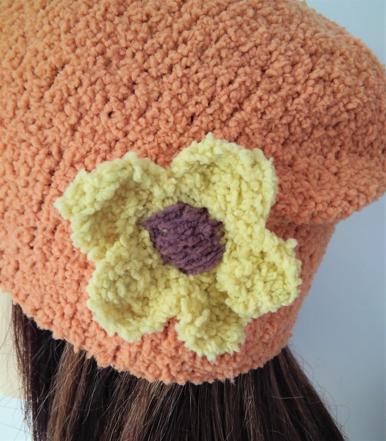 Womens Knit Beanie Supersoft Chemo Hat Chenille Yarn Slouch Etsy