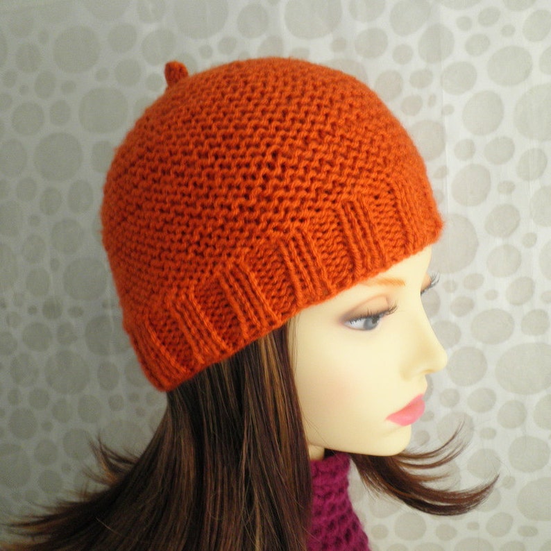 BEANIE KNITTING PATTERNS Womens Beanie Hat Knit Flat Easy Etsy