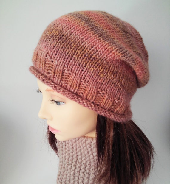 Slouchy Hat Pattern Womens Slouch Beanie Knitting Pattern Easy Knit Round Gift For Women Christmas Gift Back To School Hat Asheville