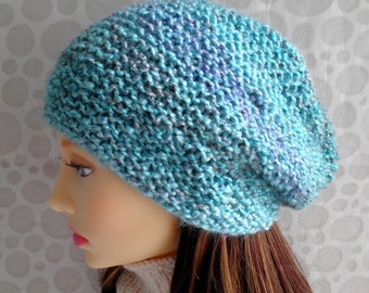 Womans Slouch Hat KNITTING PATTERN Easy Beanie Pattern Womans Knit Hat Pattern Knit Flat Chunky Slouch Hat Quick Knit Beanie Hat /OCEAN