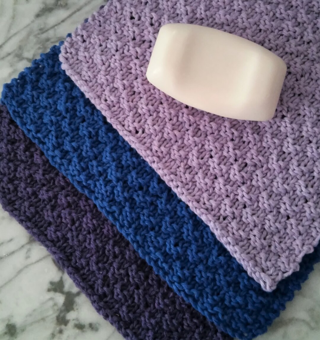 Facecloth KNITTING PATTERNS Cotton Washcloths 3 Designs Handmade