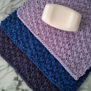 Facecloth KNITTING PATTERNS Cotton Washcloths 3 Designs Handmade Knitted Facecloths Bathroom Accessories 3 Dishcloth Patterns