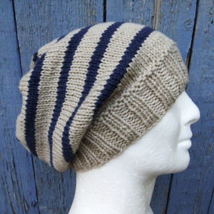 KNITTING PATTERN CAMPUS Hat/striped Slouchy Beanie/woman Stripe Hat ...