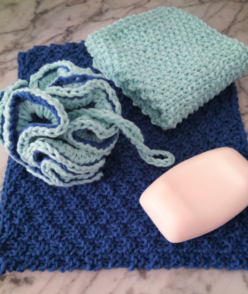 Facecloth KNITTING PATTERNS Cotton Washcloths 3 Designs Handmade