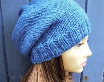 Womens Slouch Beanie Pattern Easy Slouch Hat KNITTING PATTERN Knit Round Simple Slouch Hat Pattern /CHARLEY