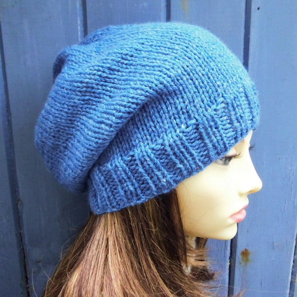 Womens Slouch Beanie Pattern Easy Slouch Hat KNITTING PATTERN Knit Round Simple Slouch Hat Pattern /CHARLEY