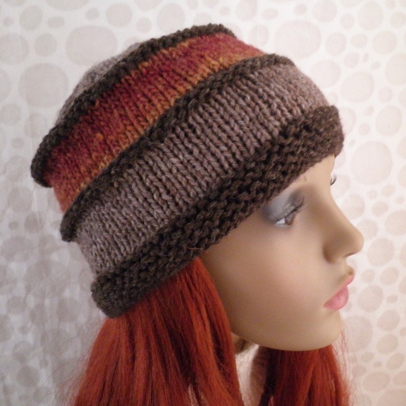 KNITTING PATTERNS Women Boho Knit Beanie Handmade Gift for Her Mom Sister Birthday Gift Instant Digital Download UniqueGradient Yarn VERMONT
