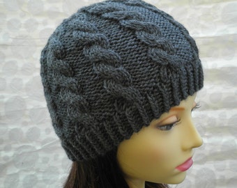 KNITTING PATTERN/ INISHMOR/ Womans Cable Knit  Beanie Cable Hat Pattern Irish Tweed Wool