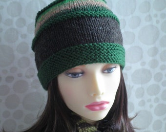HAT KNITTING PATTERN Womens Tweed Wool Hat Knit Flat Beanie pattern Gift for Women Girls Hat Handmade Gift Winter Wool Hat