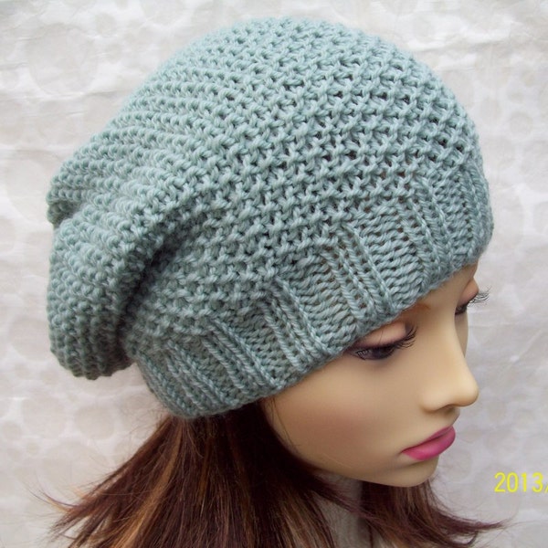 PATRON DE TRICOT / ROXANNE Womans Slouchy Beanie Hat/Slouch Hat Pattern/ Womans Slouch Beanie Hat Pattern/ Knit Round