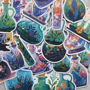 50 Stickers Potion, Stickers Sorcière, Stickers Magiques, Stickers Journal, Stickers Ordinateur Portable, Stickers Agenda, Stickers Bouteille De Potion