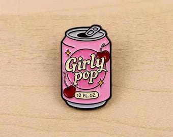Girly Pop Enamel Pin | Pink Soda Can Lapel Pin | Cherry Cola Pin | Cute Y2K Aesthetic Pin | Trendy Girly Gift | Backpack Jacket Hat Pin