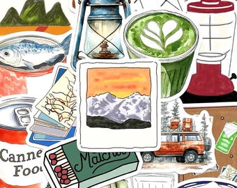 Camping Sticker Pack | Outdoor Adventure Vinyl Stickers | Nature Hiking Gift | Bear Forest Stickers | Laptop Water Bottle Stickers