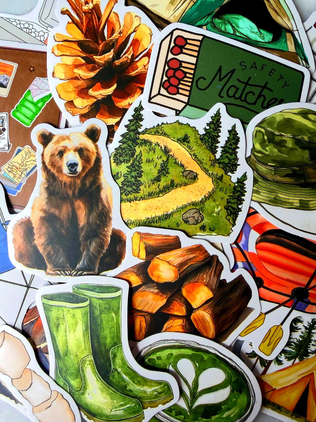 Camping Sticker Pack | Outdoor Adventure Vinyl Stickers | Nature Hiking ...