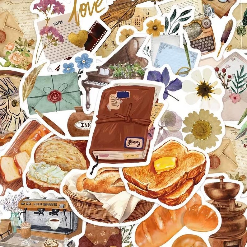 Vintage Cottagecore Sticker Pack | Journaling Stickers | Pressed ...