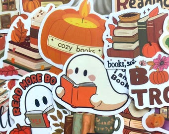 50 PCS Fall Book Vinyl Stickers, Cozy Autumn Theme