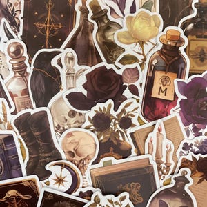 Ensemble de 50 autocollants d'apothicaire vintage sorcière - étiquettes, victorien, gothique, bouteilles anciennes, scrapbooking sorcière, journalisation, ordinateur portable, décoration