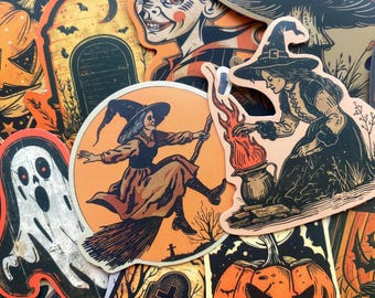 50 stuks vintage Halloween-stickers, spookachtig herfstdecor